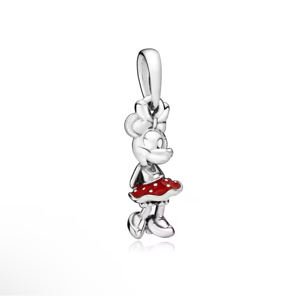 Disney Minnie Red Dress Hanging Dangle Charm for Pandora Bracelet Necklaces